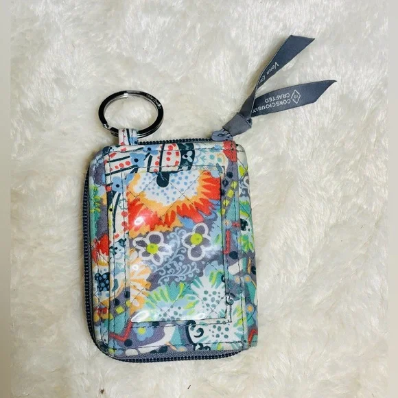 Vera Bradley Cotton Quilted ID Case Zipper Wallet - Picture 2 of 5